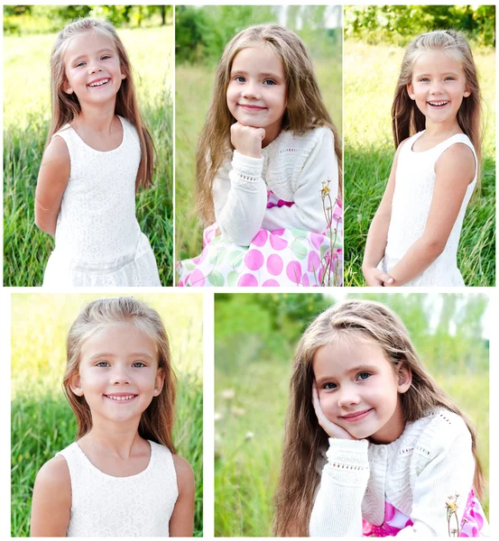 Collection of photos smiling cute little girl — Stock Photo, Image