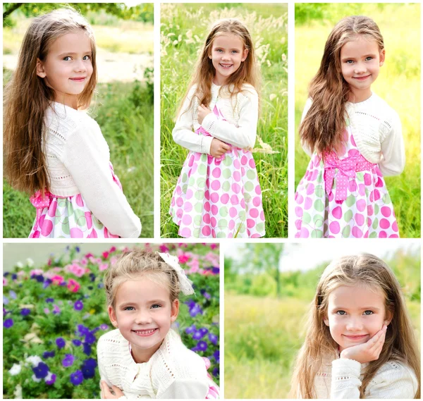 Collection of photos adorable smiling little girl — Stock Photo, Image