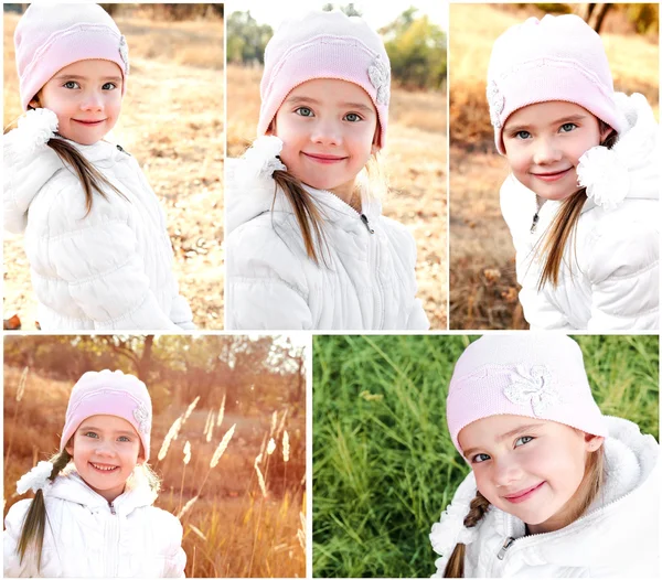 Collection of photos autumn portrait of  little girl — Stock Photo, Image