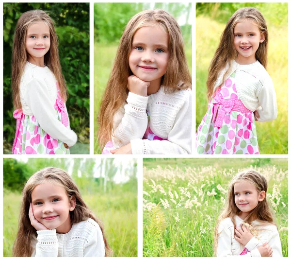 Verzameling van foto's schattig meisje glimlachen — Stockfoto