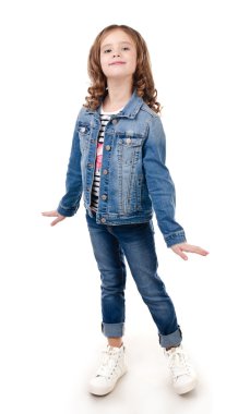 sevimli gülümseyen kız izole Jeans