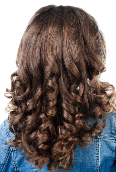 Little girl with perfect hairstyle curl hair — Stock Photo, Image