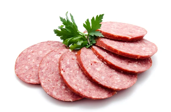 Smoked sausage salami isolated — Stock Photo, Image