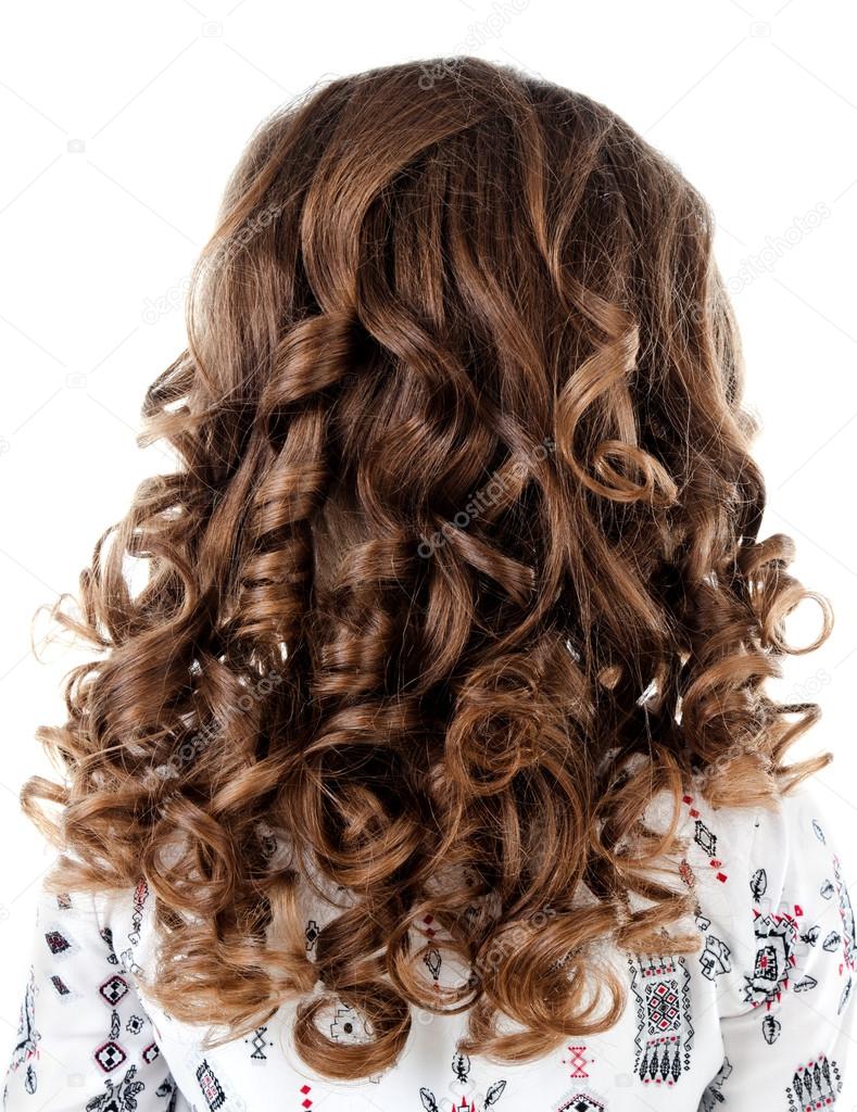 Little girl with perfect hairstyle curl hair 