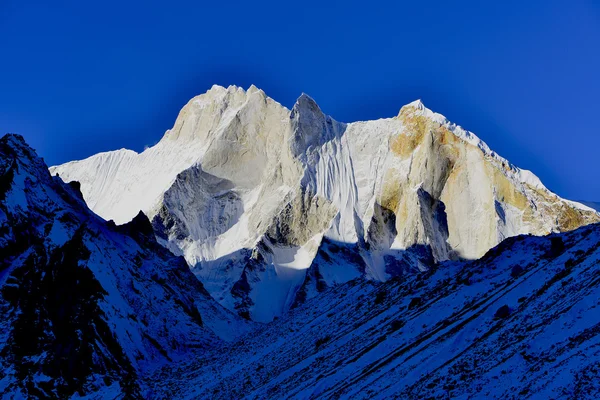 산 Meru 6660 미터, Garhwal 히말라야 산, 유타 란 찰, 유타 란 찰, 인도의 동쪽 얼굴 스톡 사진