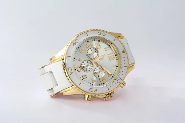 Relógio feminino branco com cronômetro — Fotografia de Stock
