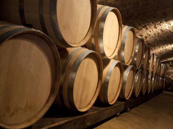 Wine Aging in Oak Barrels — Stock Photo, Image