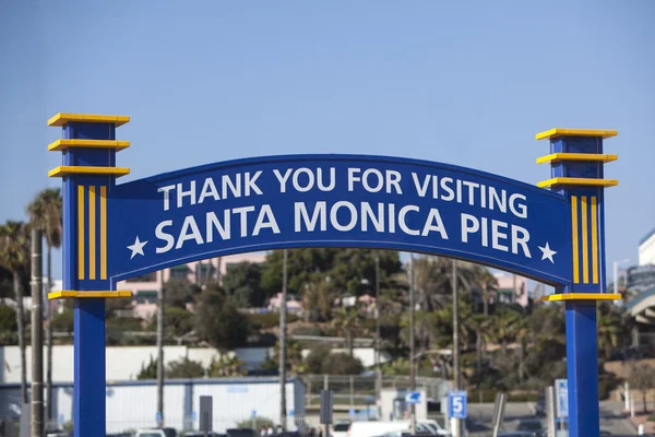 Dank u voor uw bezoek aan het Santa Monica Pier teken — Stockfoto