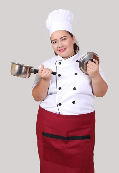 Vrouw in uniform van de chef-kok — Stockfoto