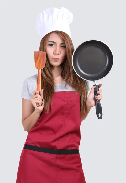Mulher chef uniforme — Fotografia de Stock