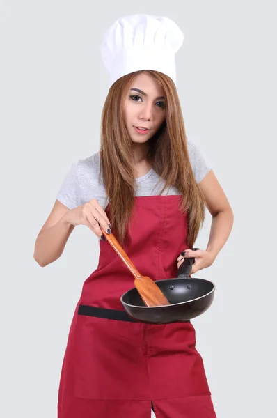 Mulher chef uniforme — Fotografia de Stock