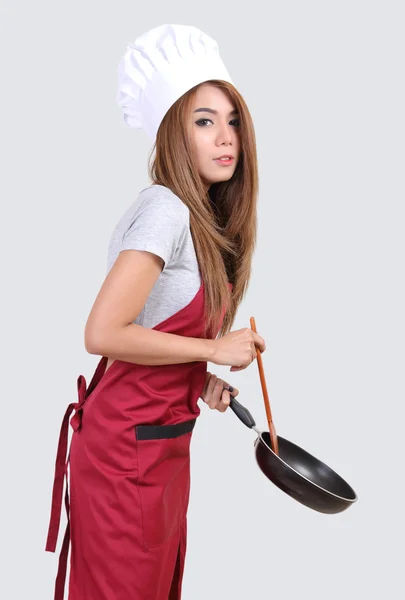 Mulher chef uniforme — Fotografia de Stock