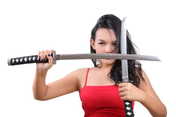 Woman samurai — Stock Photo, Image