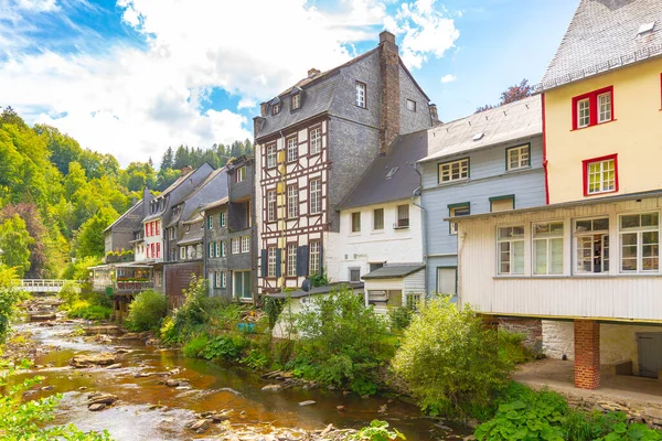 Monschau Nun Iyi Turistik Köyü Kuzey Eifel Tepelerinde Hohes Venn — Stok fotoğraf