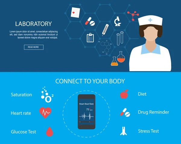 Ensemble de bannière médicale conçu plat — Image vectorielle