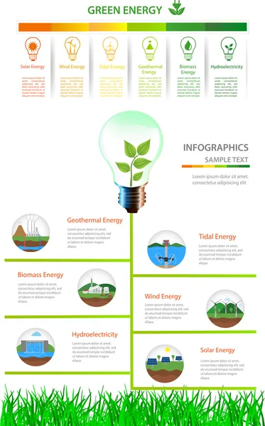 Infografías de energía renovable — Vector de stock