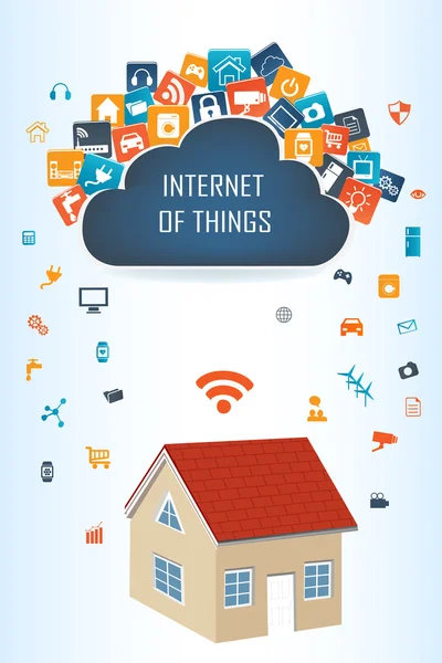 Casa inteligente y aplicaciones en la nube — Vector de stock