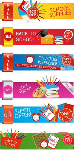 Set terug naar school banners — Stockvector