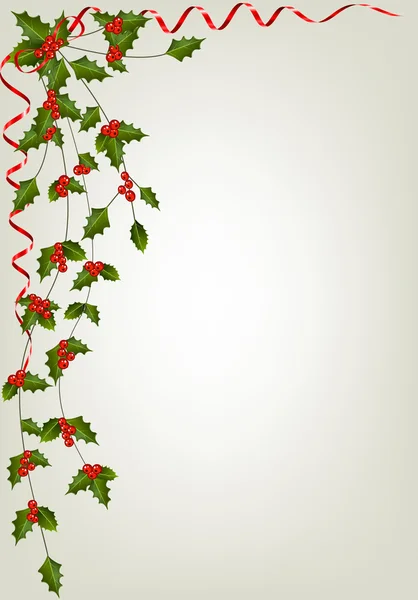 Christmas Berries garland with red ribbon — Stock Vector