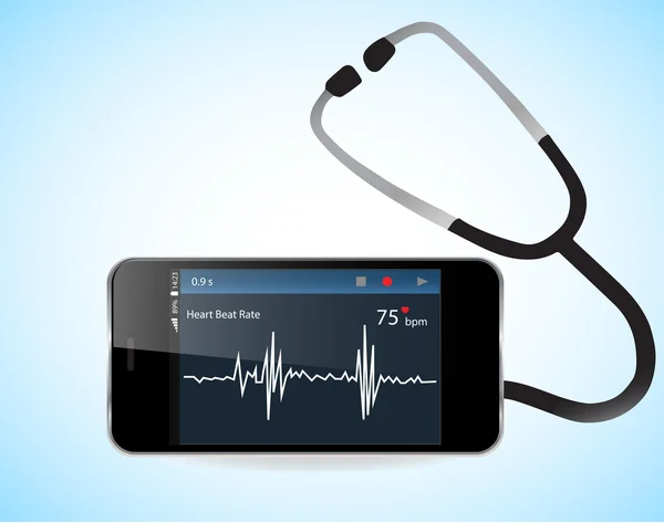 Smartphone en hartslag monitor — Stockvector