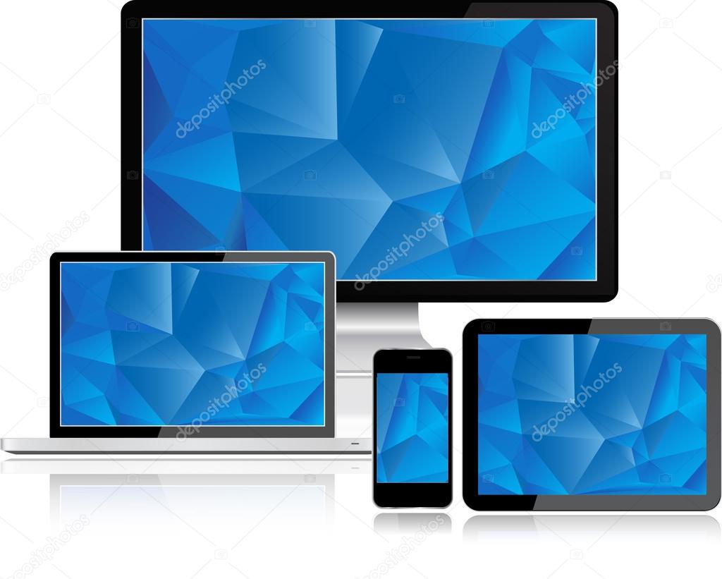 Electronic Devices with blue screen