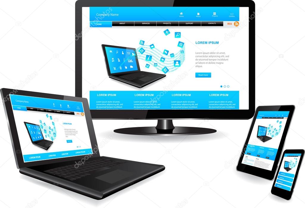 Website template on multiple devices