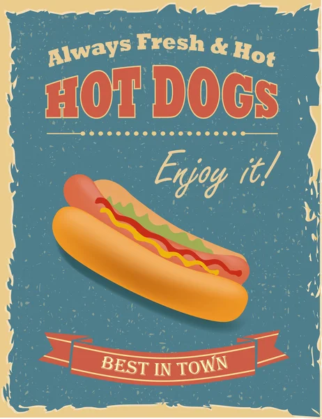 Poster hot dog antik - Stok Vektor