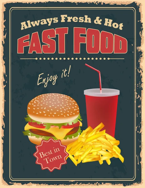 Manifesto vintage fast food — Vettoriale Stock