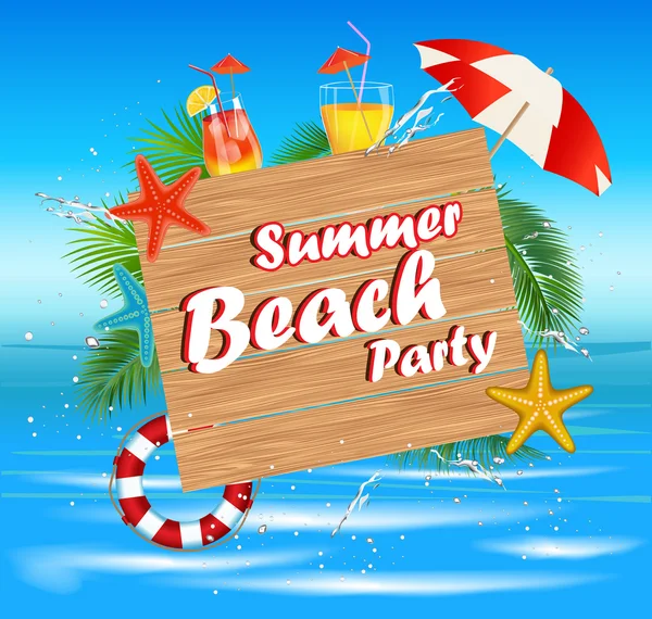 Fiesta de verano playa — Vector de stock
