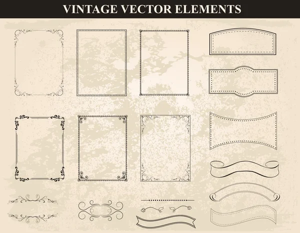 Dekorative Vintage-Rahmen und Grenzen setzen Vektor — Stockvektor