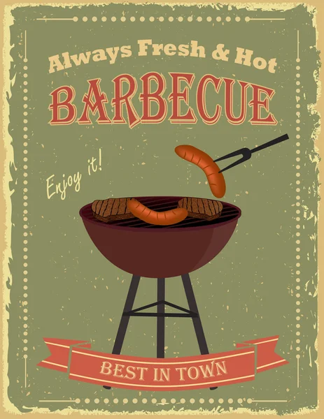 Ancienne affiche de fête barbecue — Image vectorielle