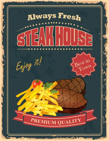 Plakat rocznika steak house — Wektor stockowy
