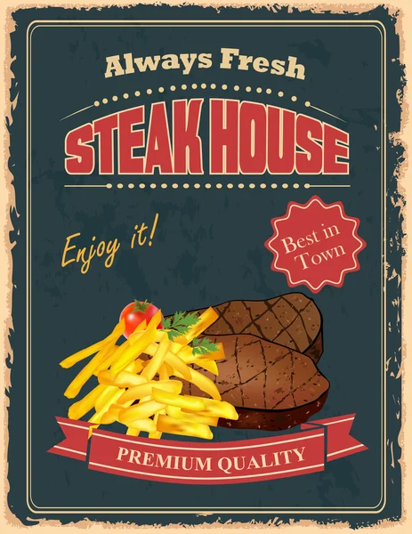 Affiche Vintage Steak House — Image vectorielle