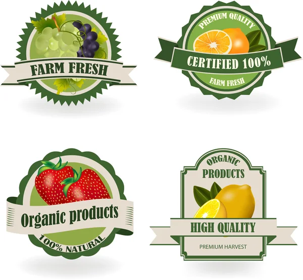 Set of Fresh Organic Fruit Labels — Stock Vector