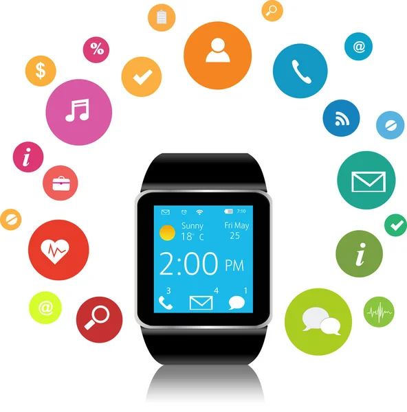 Smartwatch und Applikationssymbole — Stockvektor