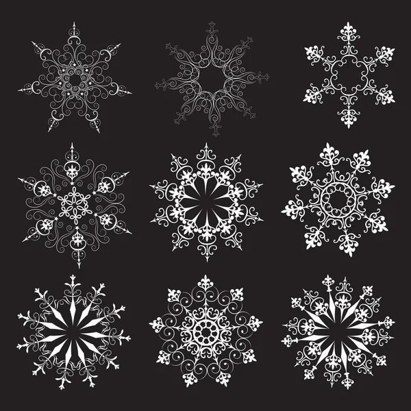Conjunto elegante de flocos de neve de Natal — Vetor de Stock