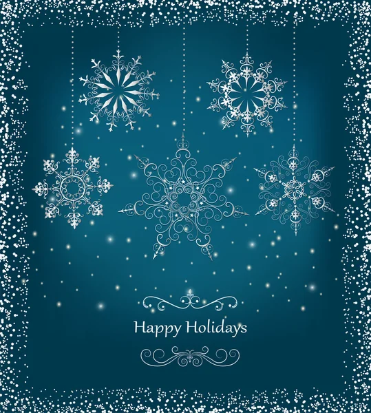 Elegante tarjeta de Navidad con copos de nieve — Vector de stock