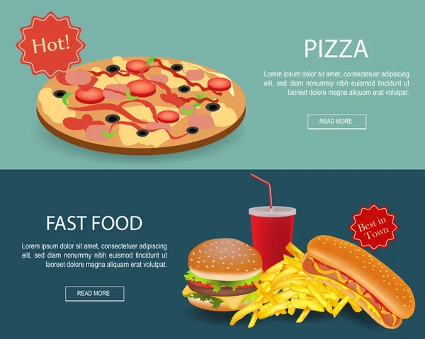 Fast Food banner set. Website header — Stockvector