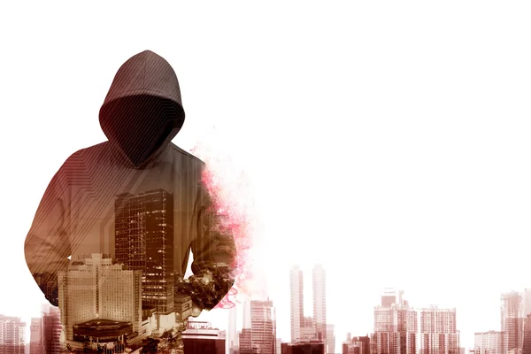 Man in hoodie shirt is hacker — Stockfoto