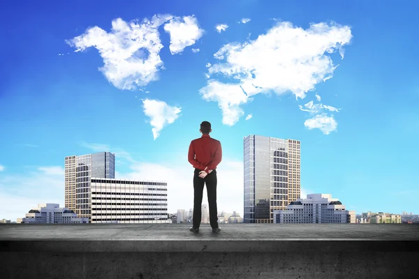 Man Looking Cloud Shape World — Stock Photo, Image