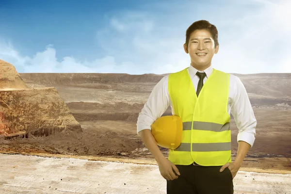 Asian engineer wearing safety vest