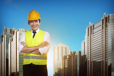 Asya mühendis giyen Emanet yelek