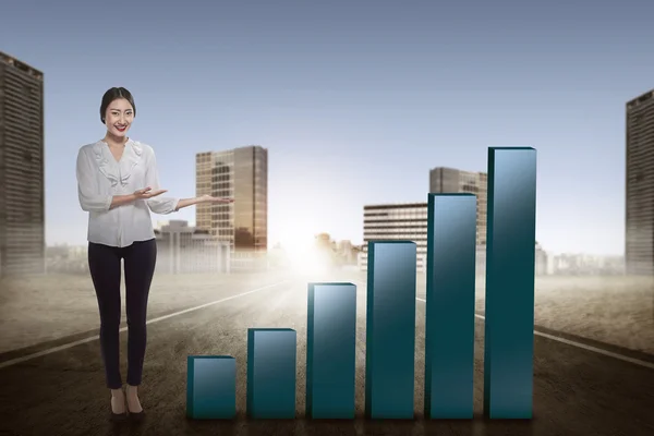 Üzletasszony találat növekedés-diagram — Stock Fotó
