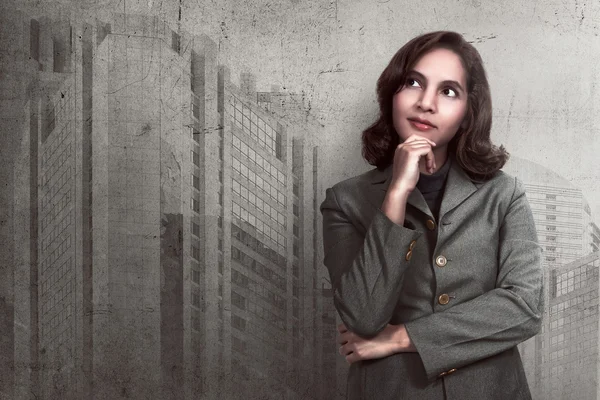 Asiatico businesswoman pensare qualcosa — Foto Stock