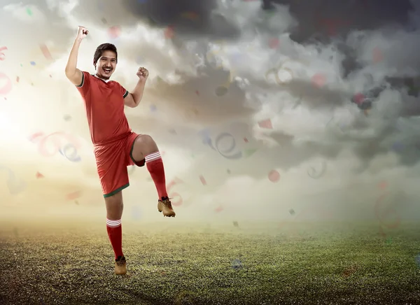 Winning football player — Stock Photo, Image