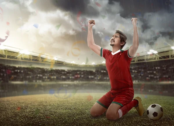 Football player after score — ストック写真