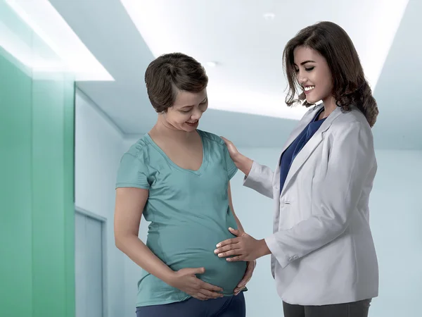 Asiático mulher grávida fazendo check-up — Fotografia de Stock