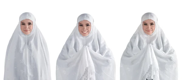 Set of asian muslim woman wearing veil — Stock Photo, Image