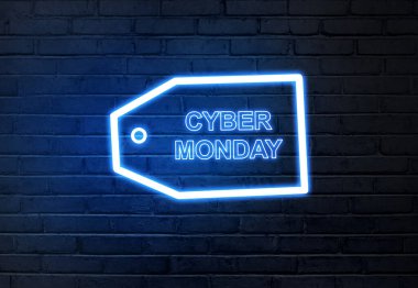 Duvardaki elektrik lambasından Pazartesi siber mesajı. Siber Pazartesi konsepti