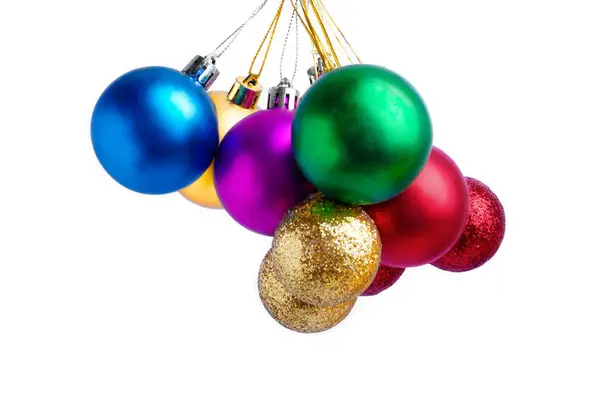 Colorful Christmas Ball Hanging Isolated White Background — Stock Photo, Image